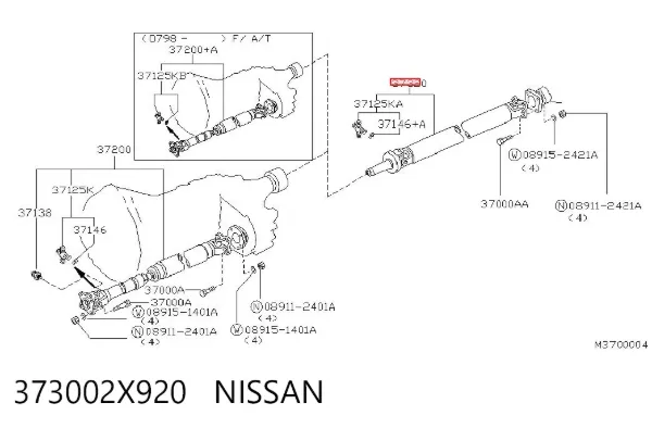Junta universal traseira montada 373002X920 Nissan/Infiniti