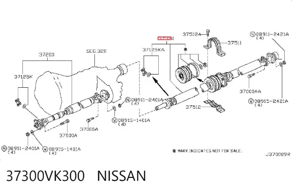 Junta universal traseira montada 37300VK300 Nissan/Infiniti