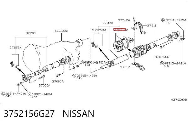 Rolamento suspenso da junta universal 3752156G27 Nissan/Infiniti