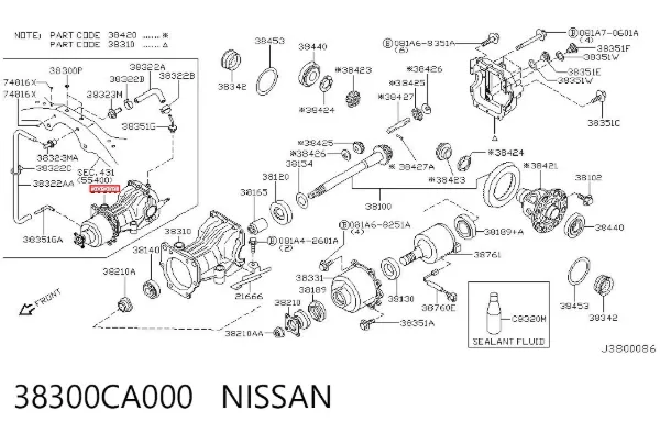 Redutor do eixo traseiro 38300CA000 Nissan/Infiniti