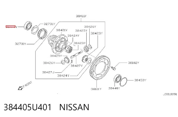 Rolamento de cubo dianteiro 384405U401 Nissan/Infiniti