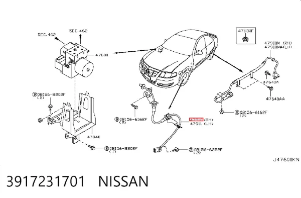 Sensor ABS dianteiro direito 3917231701 Nissan/Infiniti