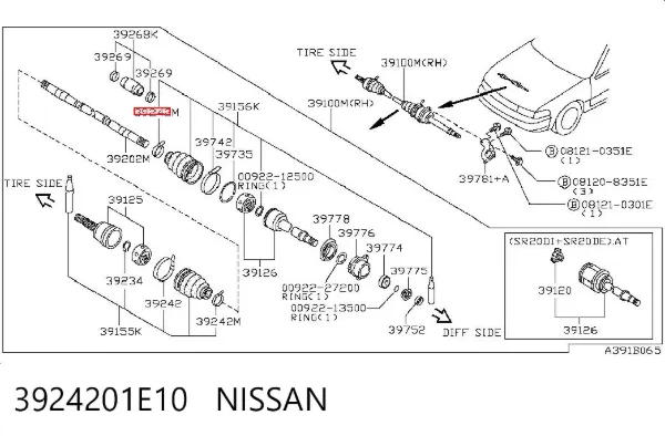 Braçadeira da bota de proteção de junta homocinética, universal 3924201E10 Nissan/Infiniti