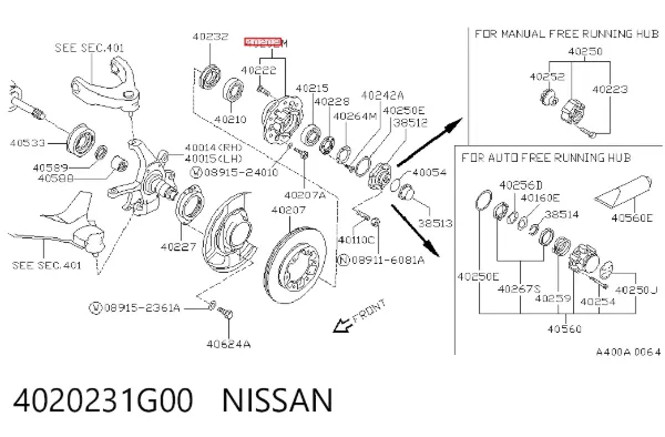 Cubo dianteiro Nissan Terrano I