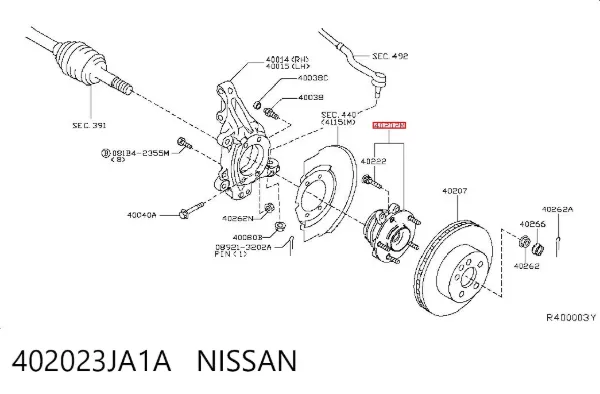 Cubo dianteiro 402023JA1A Nissan/Infiniti