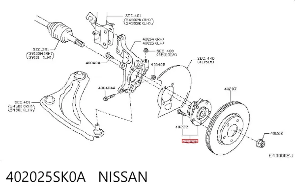 Cubo dianteiro 402025SK0A Nissan/Infiniti