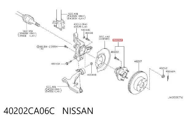 Cubo dianteiro 40202CA06C Nissan/Infiniti