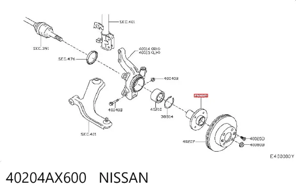 Cubo dianteiro 40204AX600 Nissan/Infiniti