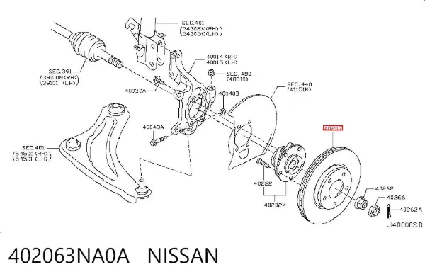 Disco do freio dianteiro 402063NA0A Nissan/Infiniti