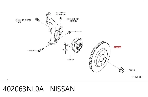 Disco do freio dianteiro 402063NL0A Nissan/Infiniti