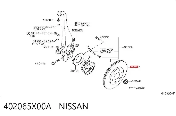 Disco do freio dianteiro 402065X00A Nissan/Infiniti