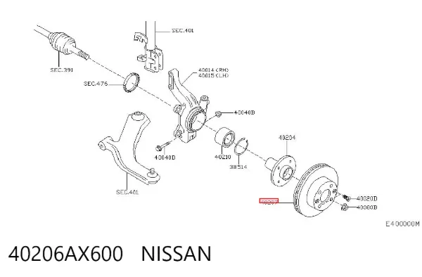 Disco do freio dianteiro 40206AX600 Nissan/Infiniti
