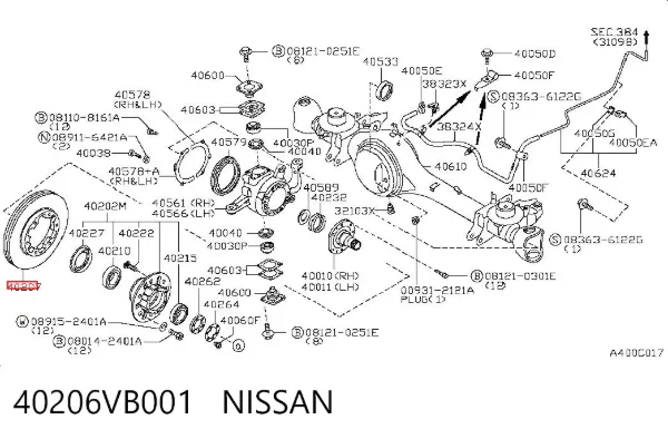 Disco do freio dianteiro 40206VB001 Nissan/Infiniti