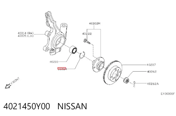 Cubo traseiro 4021450Y00 Nissan/Infiniti