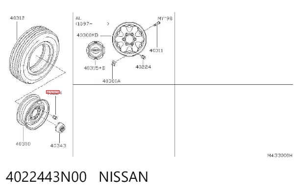 Porca de roda 4022443N00 Nissan/Infiniti