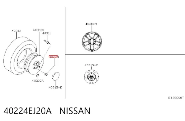Porca de roda 40224EJ20A Nissan/Infiniti