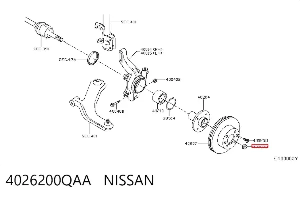 Rolamento de cubo dianteiro 4026200QAA Nissan/Infiniti