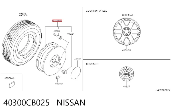 Discos de roda de aleação ligeira (de aleação ligeira, de titânio) 40300CB025 Nissan/Infiniti