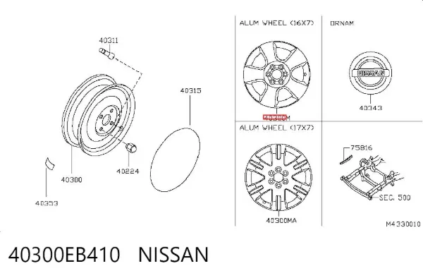 Discos de roda de aleação ligeira (de aleação ligeira, de titânio) Nissan Navara NP300 III