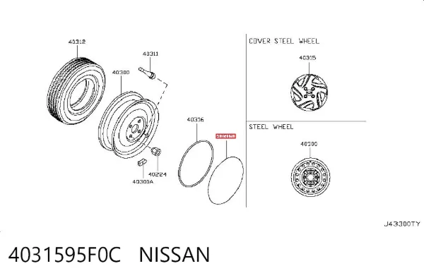 Coberta de disco de roda 4031595F0C Nissan/Infiniti