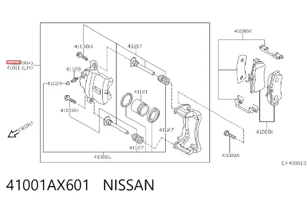 Suporte do freio dianteiro direito 41001AX601 Nissan/Infiniti