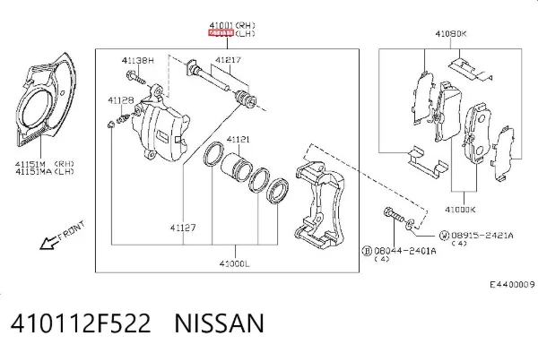 Suporte do freio dianteiro esquerdo 410112F522 Nissan/Infiniti