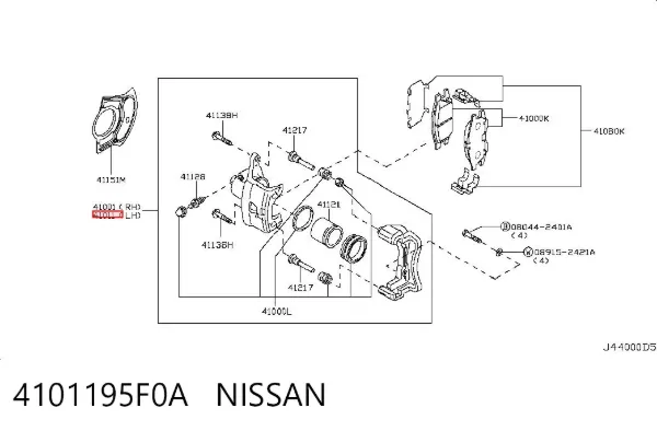 Suporte do freio dianteiro esquerdo 4101195F0A Nissan/Infiniti