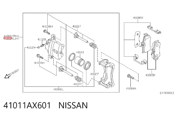 Suporte do freio dianteiro esquerdo 41011AX601 Nissan/Infiniti