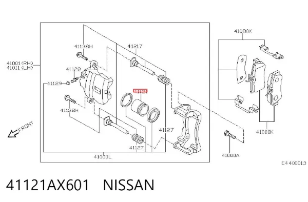 Pistão de suporte do freio dianteiro 41121AX601 Nissan/Infiniti