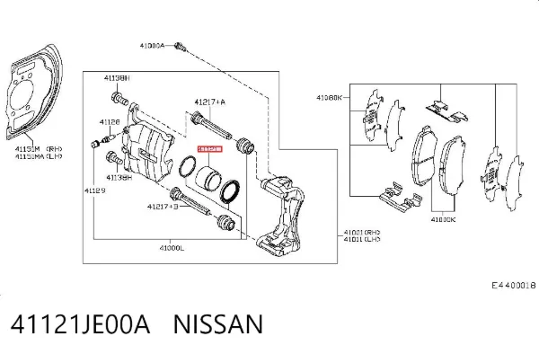 Pistão de suporte do freio dianteiro 41121JE00A Nissan/Infiniti