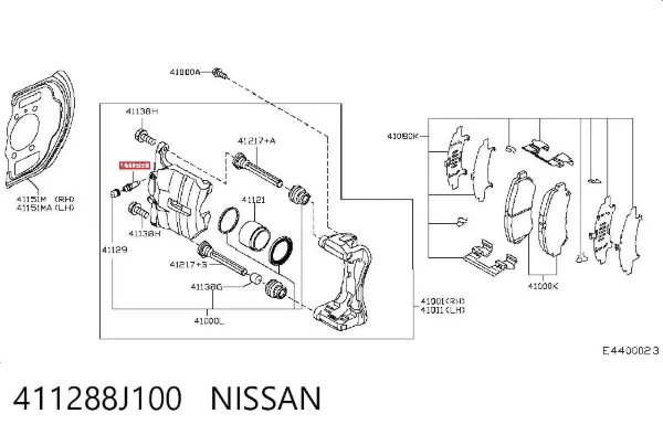 Tubo de ligação de bombeio de suporte do freio dianteiro 411288J100 Nissan/Infiniti