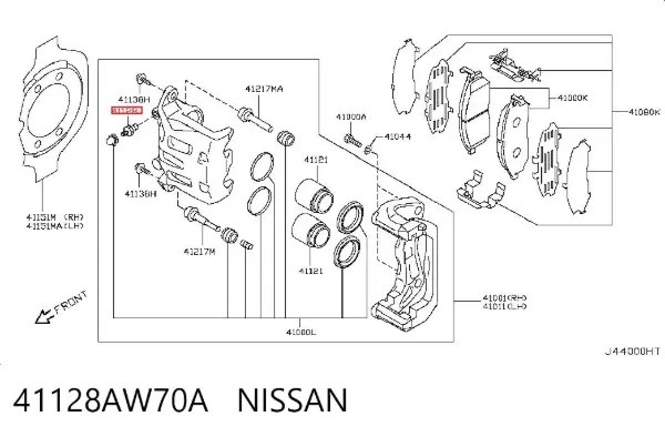 Tubo de ligação de bombeio de suporte do freio dianteiro 41128AW70A Nissan/Infiniti