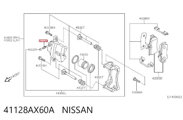 Tubo de ligação de bombeio de suporte do freio dianteiro 41128AX60A Nissan/Infiniti