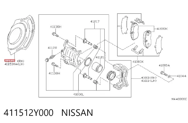 Proteção do freio de disco dianteiro direito 411512Y000 Nissan/Infiniti