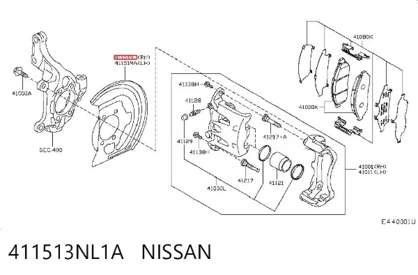 Proteção do freio de disco dianteiro direito 411513NL1A Nissan/Infiniti