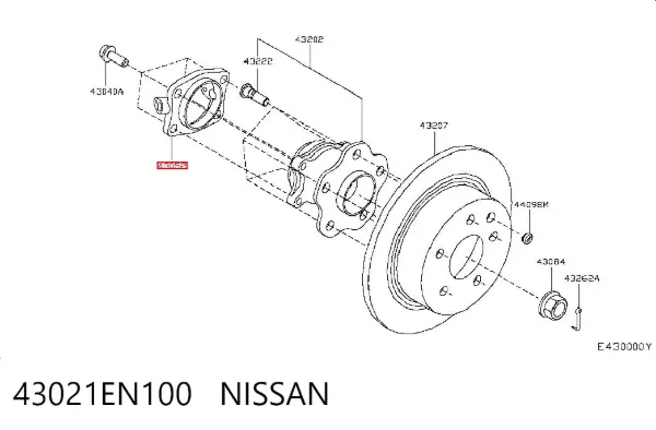 Pino moente (extremidade do eixo) traseiro direito 43021EN100 Nissan/Infiniti