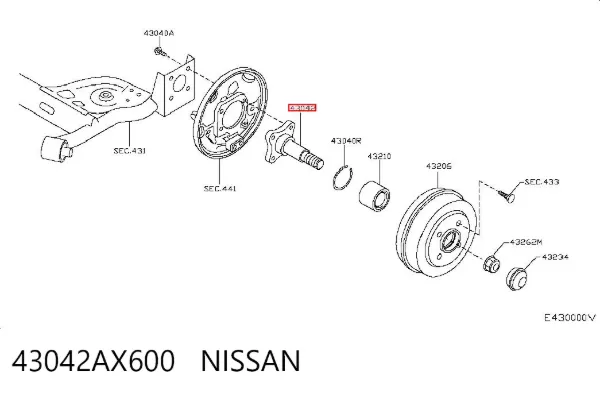Cubo traseiro 43042AX600 Nissan/Infiniti