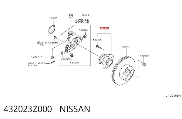 Cubo traseiro 432023Z000 Nissan/Infiniti