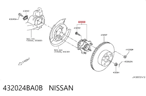 Cubo traseiro 432024BA0B Nissan/Infiniti