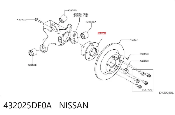 Cubo traseiro 432025DE0A Nissan/Infiniti