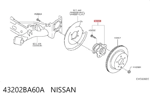Cubo traseiro 43202BA60A Nissan/Infiniti