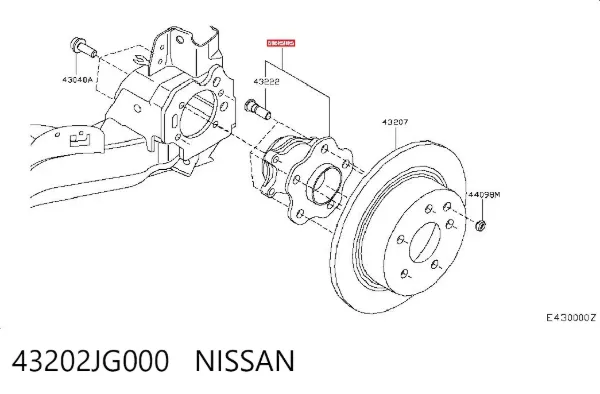 Cubo traseiro 43202JG000 Nissan/Infiniti