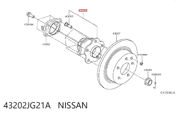 Cubo traseiro 43202JG21A Nissan/Infiniti