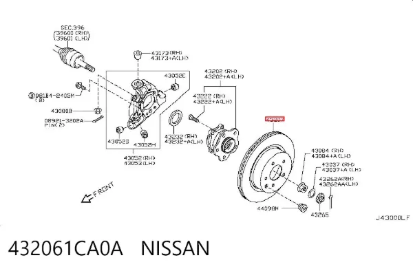 Disco do freio traseiro 432061CA0A Nissan/Infiniti