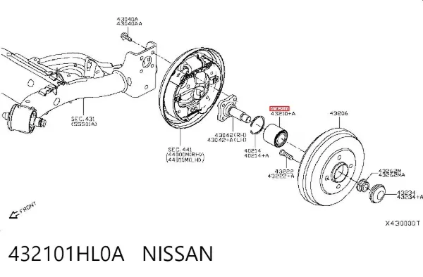 Rolamento de cubo traseiro 432101HL0A Nissan/Infiniti