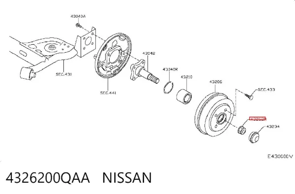 Porca de cubo dianteiro 4326200QAA Nissan/Infiniti
