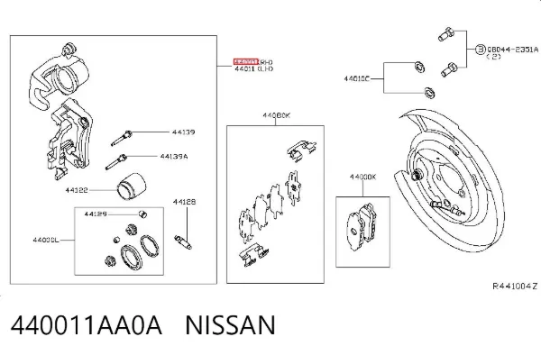 Suporte do freio traseiro direito 440011AA0A Nissan/Infiniti