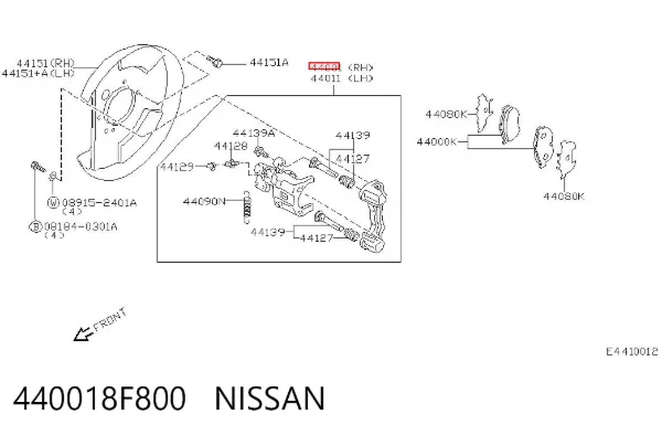 Suporte do freio traseiro direito 440018F800 Nissan/Infiniti