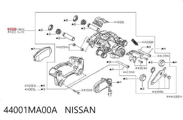 Suporte do freio traseiro direito 44001MA00A Nissan/Infiniti