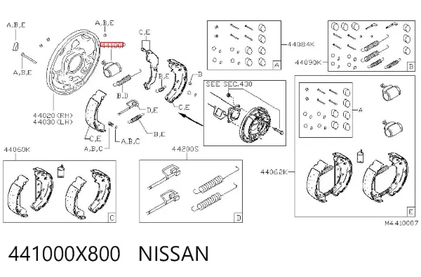 Cilindro traseiro do freio de rodas de trabalho 441000X800 Nissan/Infiniti